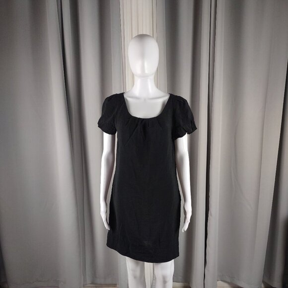 Old Navy Women's Black Puff Sleeve Scoop Neck, Casual Midi Dress Size Medium - Picture 2 of 12